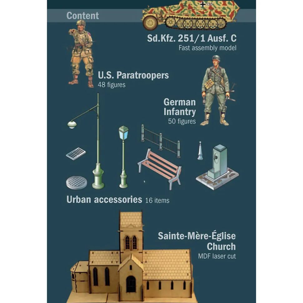 Air Assault On Sainte-Mère-Église 1/72 Figure Kit 1:72 Scale Plastic Model Kit by Italeri