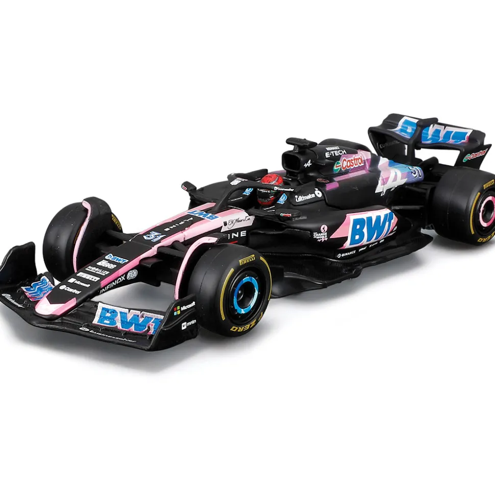2024 Alpine F1 Team A524 w/helmet - Ocon #31 1:43 Scale Diecast Model Car by Bburago