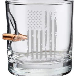 American Flag 11oz Rocks Glass with .308 Bullet by BenShot