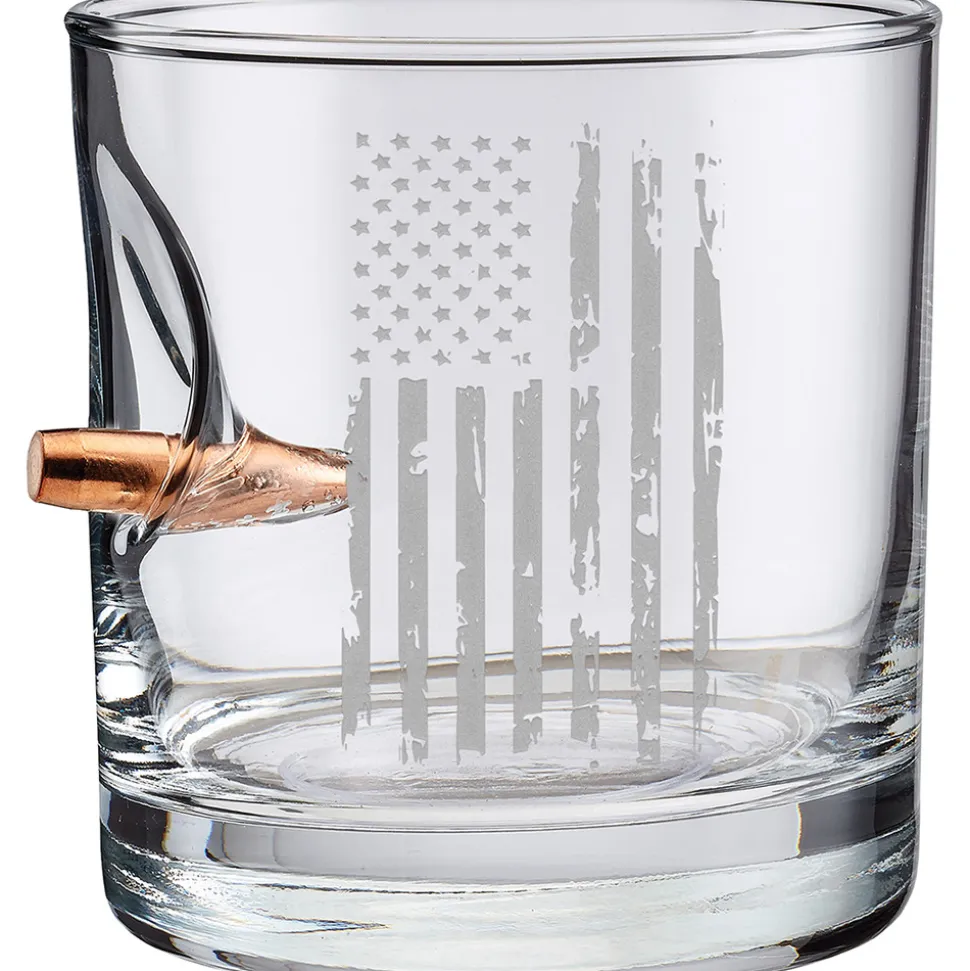 American Flag 11oz Rocks Glass with .308 Bullet by BenShot