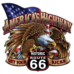 America's Highway Route 66 Metal Sign by Vintage Sign Co.