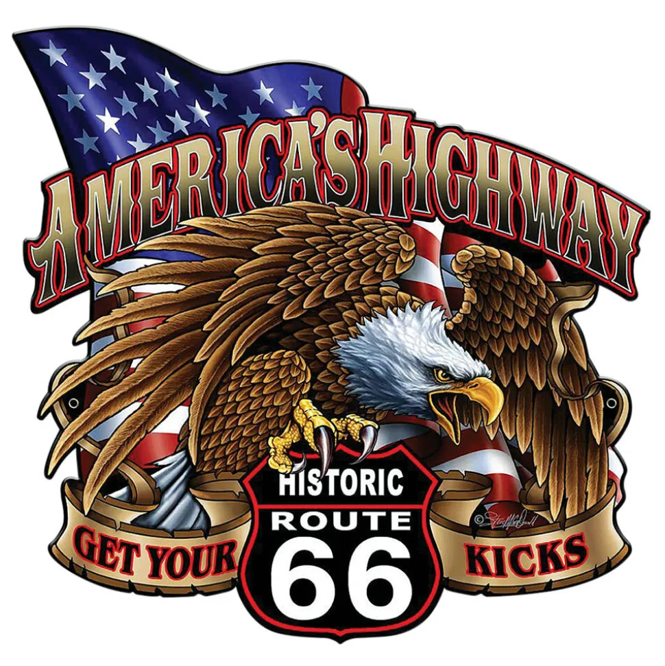 America's Highway Route 66 Metal Sign by Vintage Sign Co.
