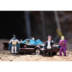 1966 Batmobile w/Batman, Robin Penguin & Joker Figures 1:24 Scale Diecast Model Car by Jada Toys