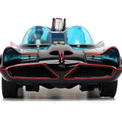 1966 Batmobile w/Batman, Robin Penguin & Joker Figures 1:24 Scale Diecast Model Car by Jada Toys