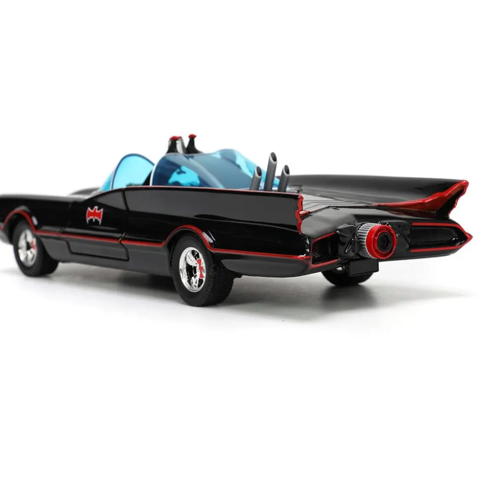 1966 Batmobile w/Batman, Robin Penguin & Joker Figures 1:24 Scale Diecast Model Car by Jada Toys