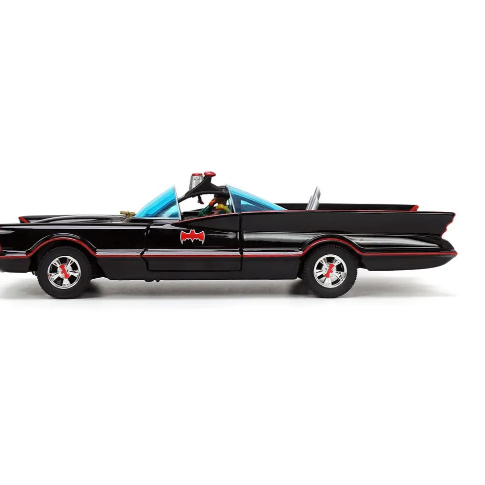 1966 Batmobile w/Batman, Robin Penguin & Joker Figures 1:24 Scale Diecast Model Car by Jada Toys