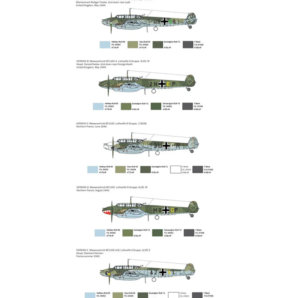 Bf-110C 1/72 Kit Italeri (0049s) 1:72 Scale Plastic by Italeri