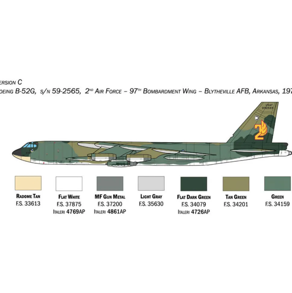 B-52G Stratofortress With Hound Dog 1/72 Kit 1:72 Scale Plastic Model Kit by Italeri