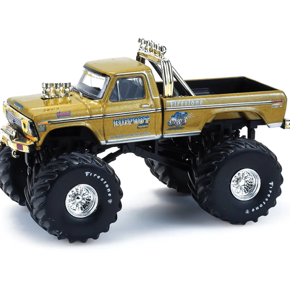 Bigfoot #1 50th Anniversary -1974 Ford F-250 Monster Truck - Gold Metallic 1:64 Scale Diecast Model Truck by Greenlight
