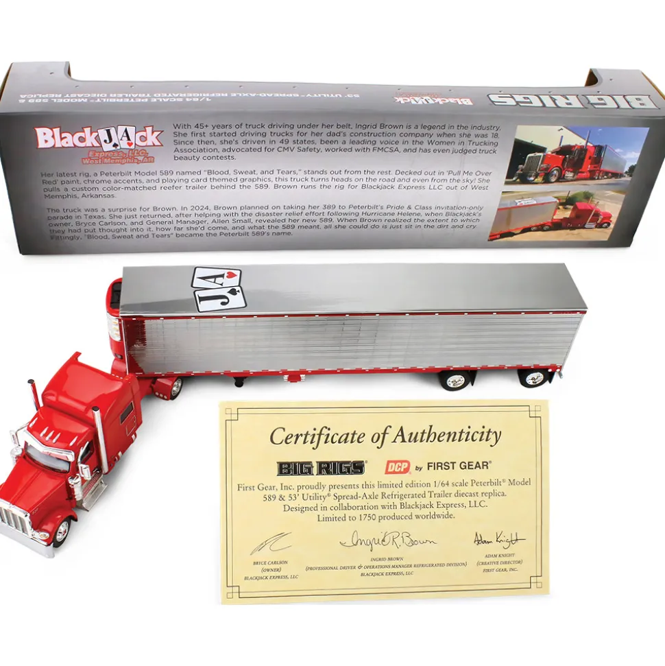 Blackjack Express Peterbilt 589 with 78" Sleeper & 53' Utility Reefer Trailer 1:64 Scale by Diecast Promotions