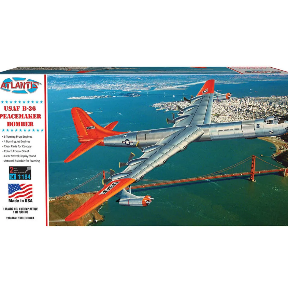 B-36 Prop Jet Peacemaker with Swivel Stand 1/184 Kit 1:184 Scale by Atlantis Models
