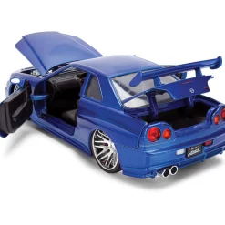 BRIAN's Fast & Furious 50th Anniversary Nissan Skyline GT-R - Brush Blue Chrome Finish 1:24 Scale Diecast Model Car by Jada Toys