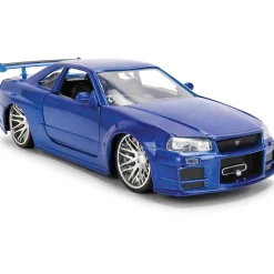 BRIAN's Fast & Furious 50th Anniversary Nissan Skyline GT-R - Brush Blue Chrome Finish 1:24 Scale Diecast Model Car by Jada Toys