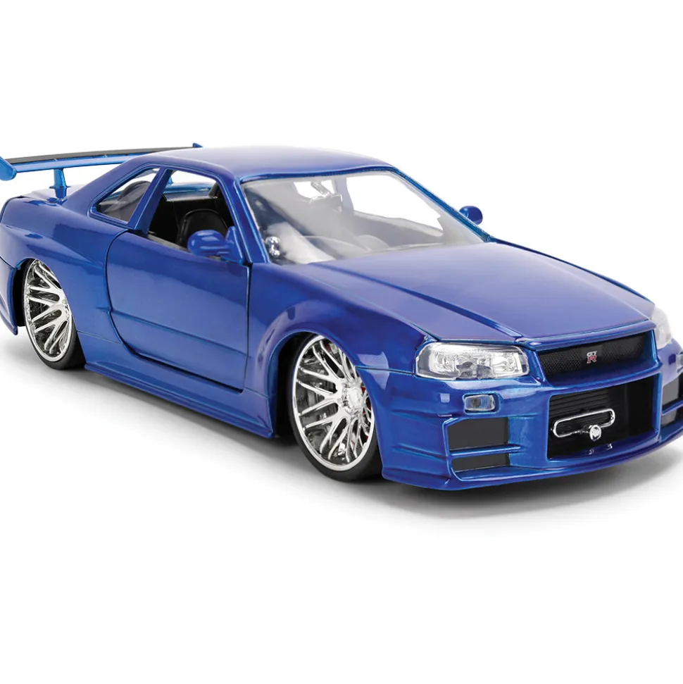BRIAN's Fast & Furious 50th Anniversary Nissan Skyline GT-R - Brush Blue Chrome Finish 1:24 Scale Diecast Model Car by Jada Toys