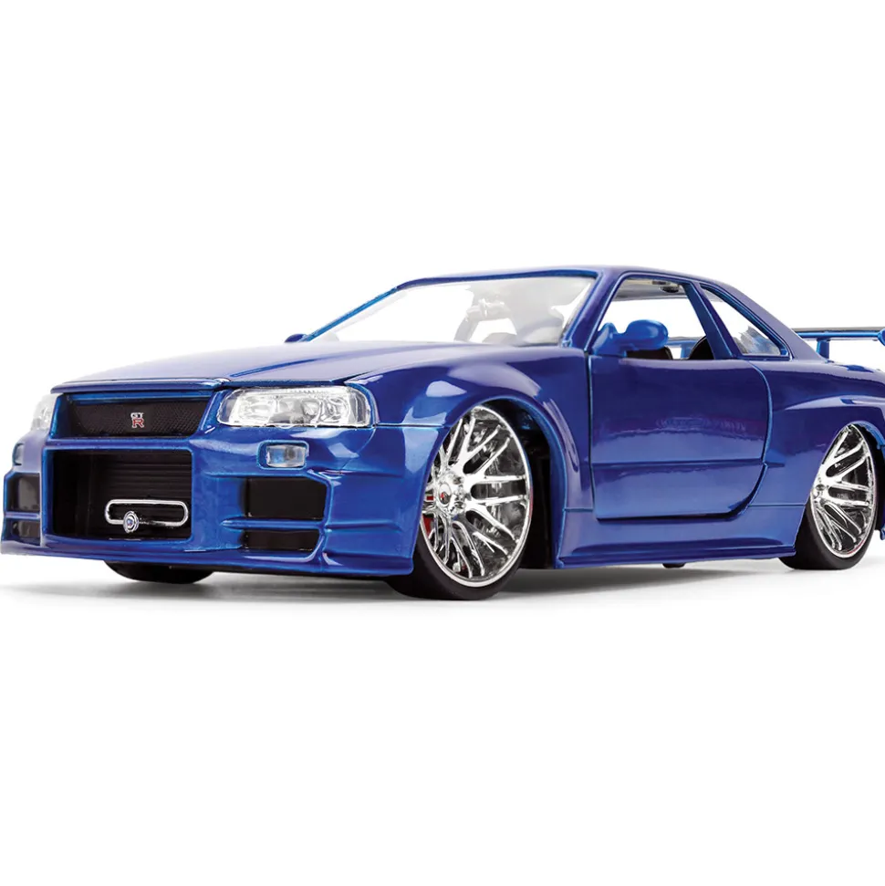BRIAN's Fast & Furious 50th Anniversary Nissan Skyline GT-R - Brush Blue Chrome Finish 1:24 Scale Diecast Model Car by Jada Toys