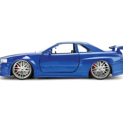 BRIAN's Fast & Furious 50th Anniversary Nissan Skyline GT-R - Brush Blue Chrome Finish 1:24 Scale Diecast Model Car by Jada Toys