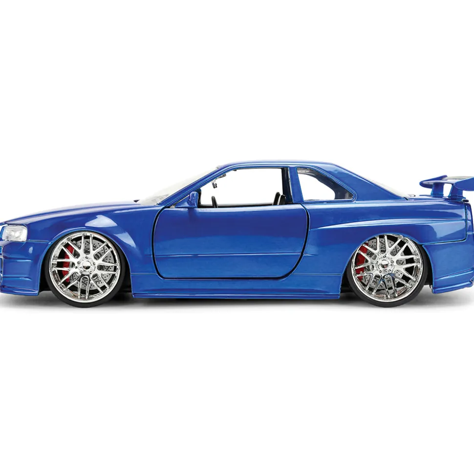 BRIAN's Fast & Furious 50th Anniversary Nissan Skyline GT-R - Brush Blue Chrome Finish 1:24 Scale Diecast Model Car by Jada Toys
