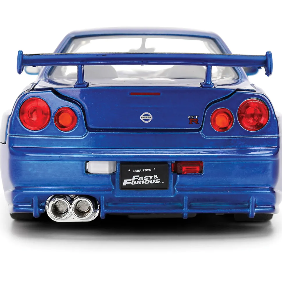BRIAN's Fast & Furious 50th Anniversary Nissan Skyline GT-R - Brush Blue Chrome Finish 1:24 Scale Diecast Model Car by Jada Toys