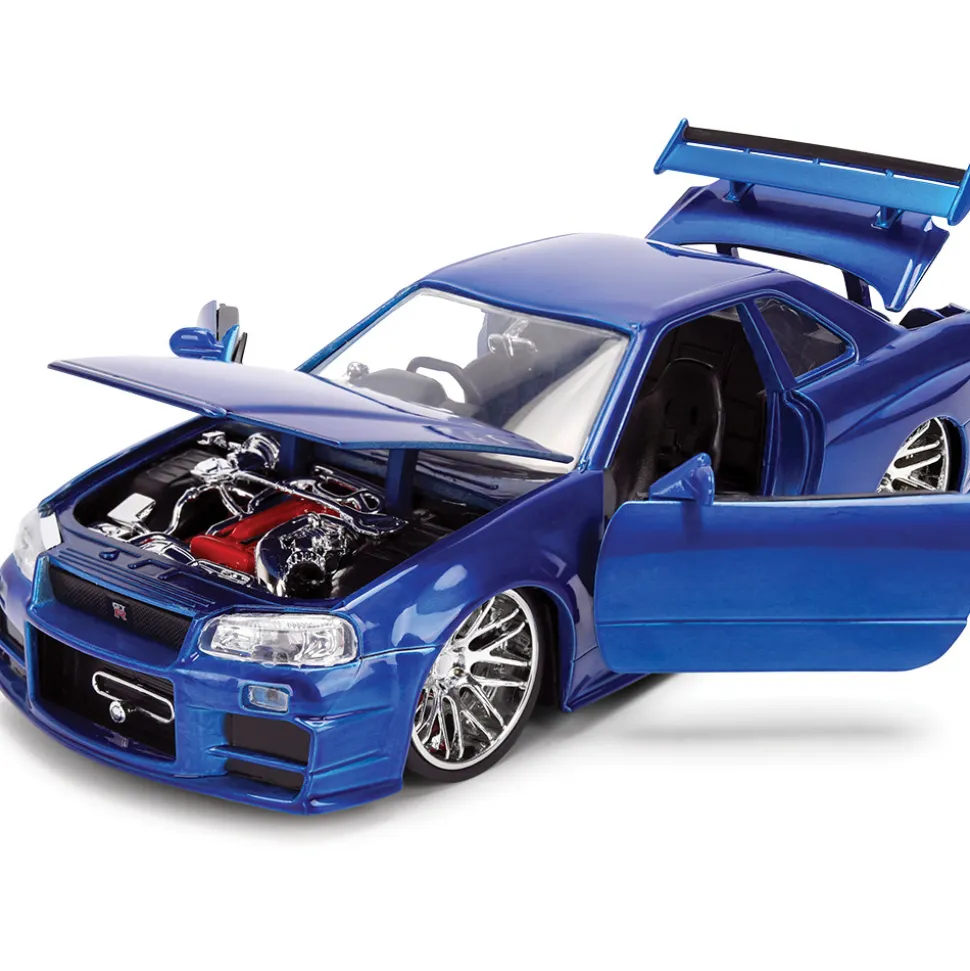 BRIAN's Fast & Furious 50th Anniversary Nissan Skyline GT-R - Brush Blue Chrome Finish 1:24 Scale Diecast Model Car by Jada Toys