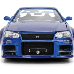 BRIAN's Fast & Furious 50th Anniversary Nissan Skyline GT-R - Brush Blue Chrome Finish 1:24 Scale Diecast Model Car by Jada Toys