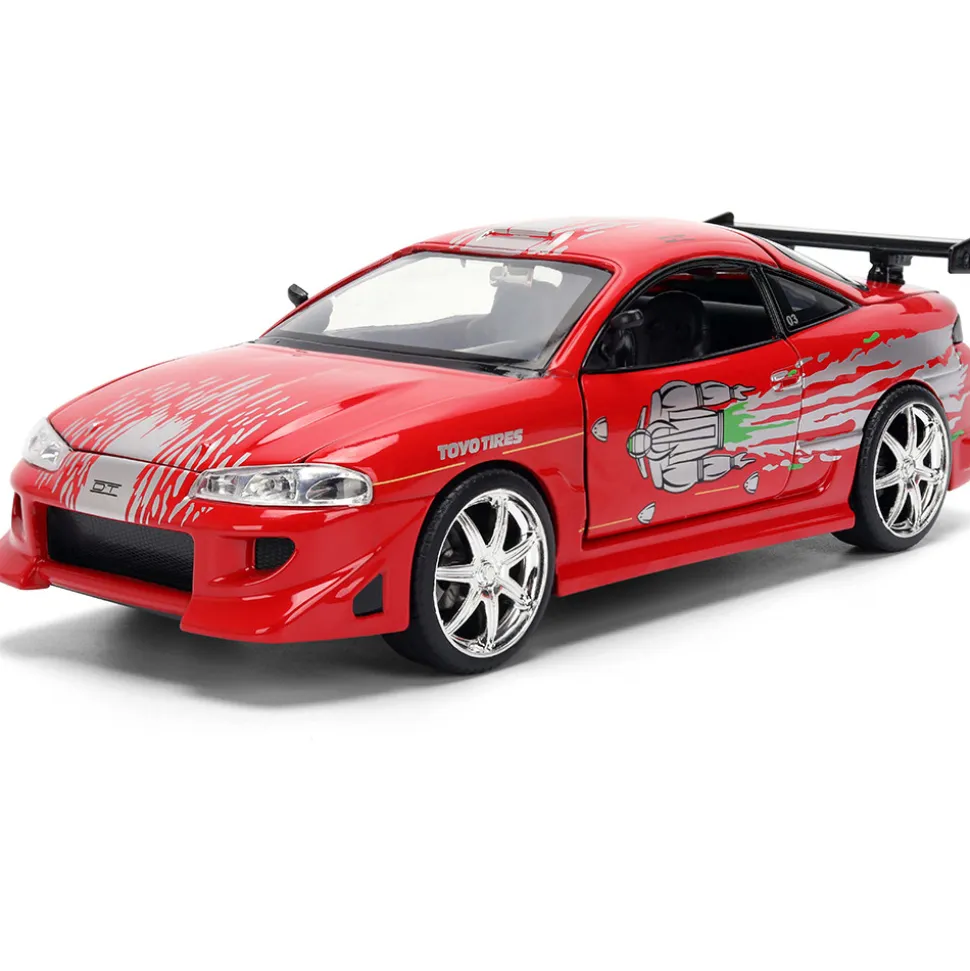 Brian's Mitsubishi Eclipse w/Dom's RX-7 Graphics 1:24 Scale Diecast Model Car by Jada Toys