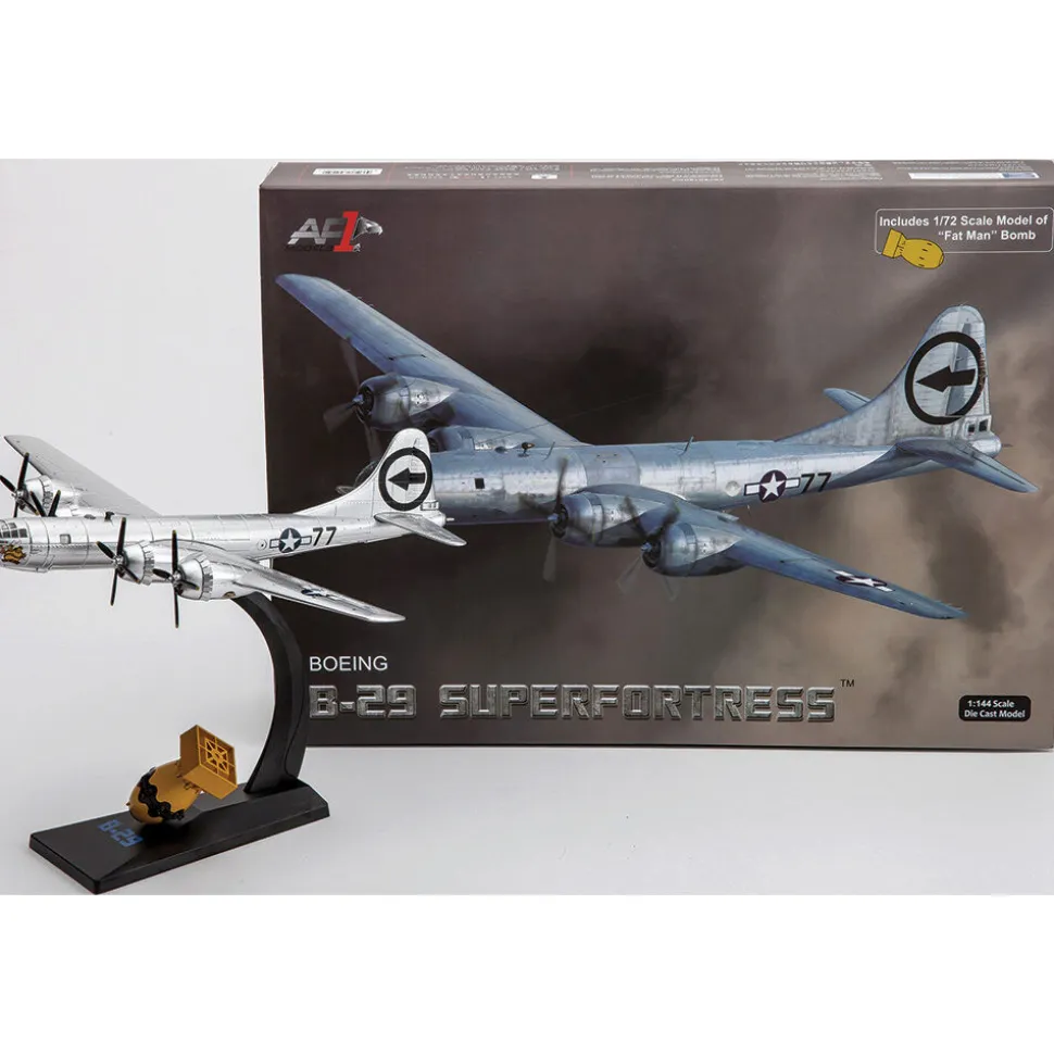 B-29 Superfortress, 1/144 Die Cast Model - AF1-0112C Bockscar with 1/72 Scale "Fatman" Bomb 1:144 Scale by Air Force 1