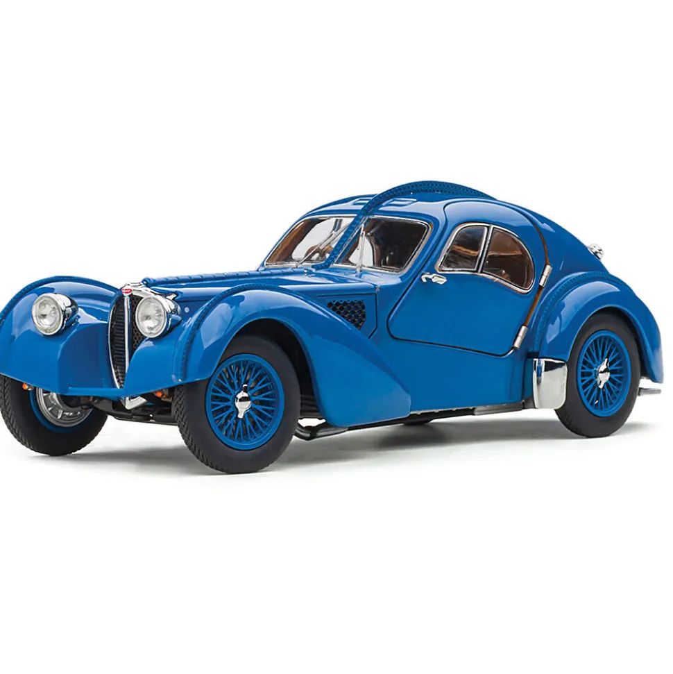 1938 Bugatti Atlantic Type 57SC - Blue with Metal Wire-Spoke Wheels 1:43 Scale Diecast Composite Model Car by AutoArt