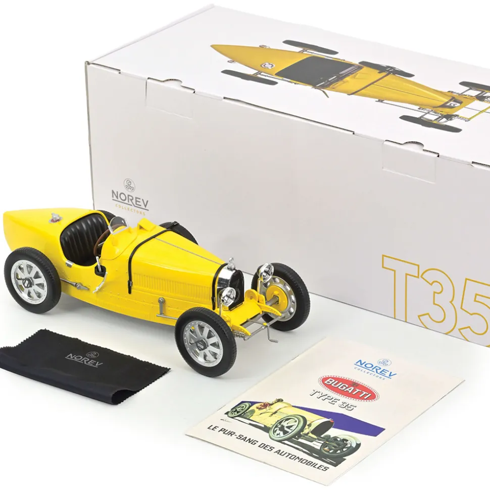 1925 Bugatti T35 - Yellow 1:12 Scale Diecast Model Car by Norev