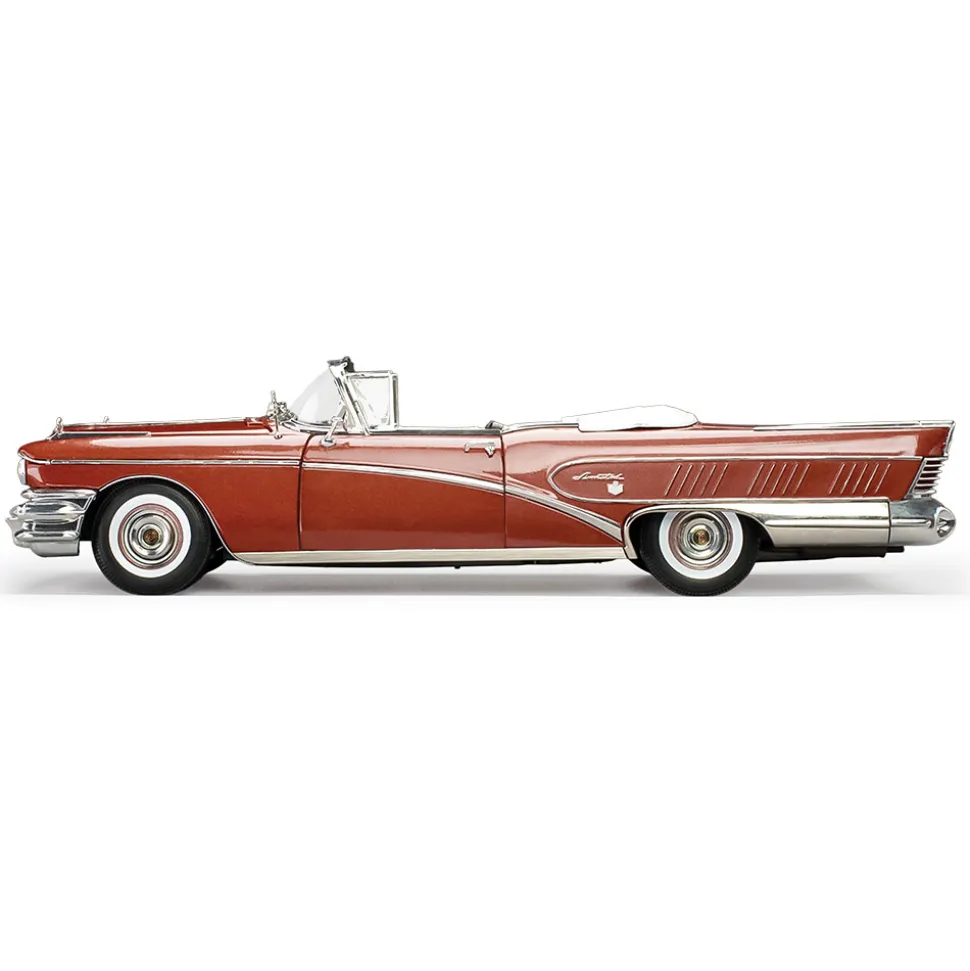 1958 Buick Limited Rivera Convertible - Garnett Red 1:18 Scale Diecast Model Car by Sunstar