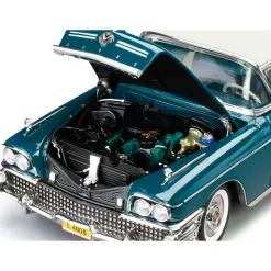 1958 Buick Limited Riviera Coupe -Glacier White / Dark Turquoise Poly 1:18 Scale Diecast Model Car by Sunstar