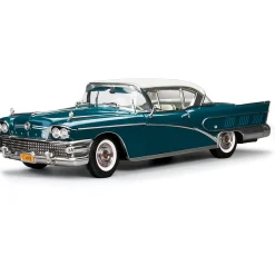 1958 Buick Limited Riviera Coupe -Glacier White / Dark Turquoise Poly 1:18 Scale Diecast Model Car by Sunstar