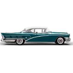 1958 Buick Limited Riviera Coupe -Glacier White / Dark Turquoise Poly 1:18 Scale Diecast Model Car by Sunstar