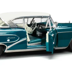 1958 Buick Limited Riviera Coupe -Glacier White / Dark Turquoise Poly 1:18 Scale Diecast Model Car by Sunstar