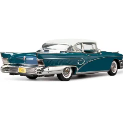 1958 Buick Limited Riviera Coupe -Glacier White / Dark Turquoise Poly 1:18 Scale Diecast Model Car by Sunstar
