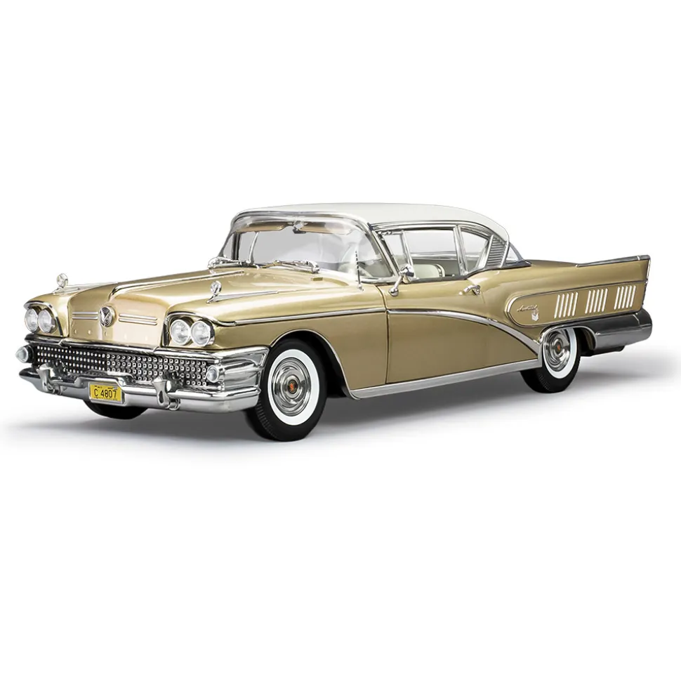 1958 Buick Limited Riviera Coupe - Glacier White / Gold Mist 1:18 Scale Diecast Model Car by Sunstar