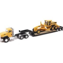 Cat CT660 Day Cab Tractor, Lowboy Trailer & Caterpillar 163H Motor Grader 1:87 Scale Diecast Construction by Diecast Masters
