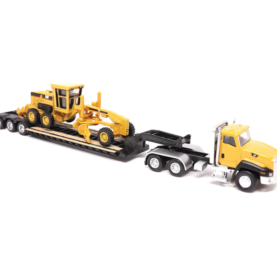Cat CT660 Day Cab Tractor, Lowboy Trailer & Caterpillar 163H Motor Grader 1:87 Scale Diecast Construction by Diecast Masters
