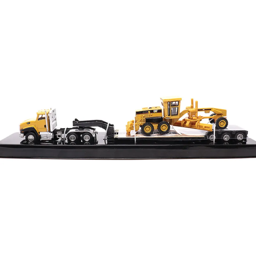 Cat CT660 Day Cab Tractor, Lowboy Trailer & Caterpillar 163H Motor Grader 1:87 Scale Diecast Construction by Diecast Masters