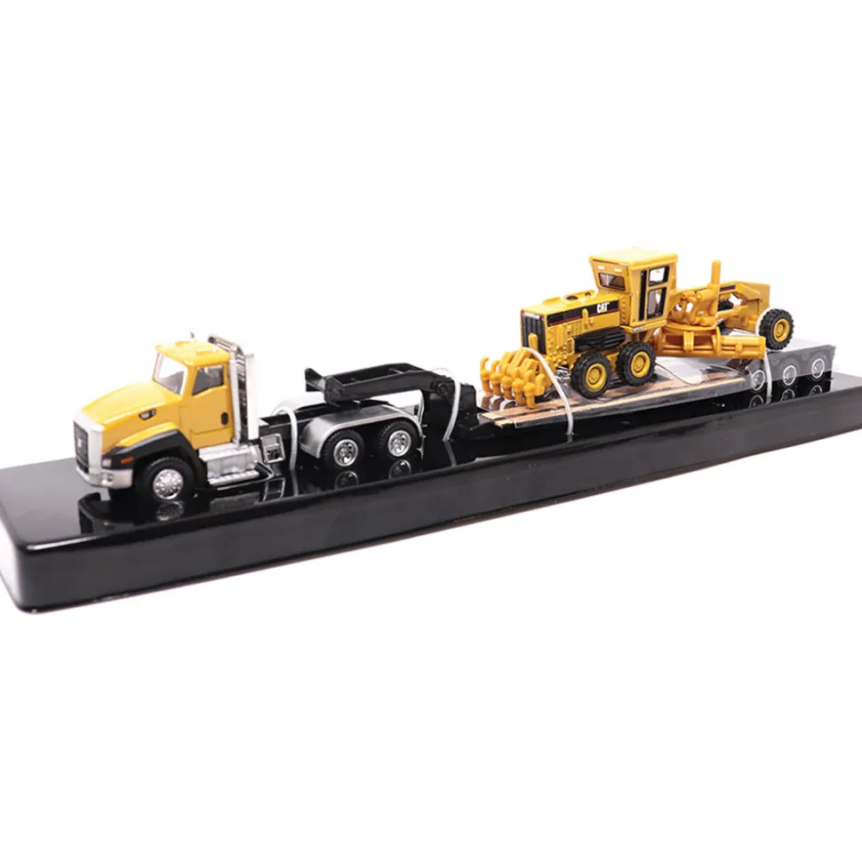 Cat CT660 Day Cab Tractor, Lowboy Trailer & Caterpillar 163H Motor Grader 1:87 Scale Diecast Construction by Diecast Masters