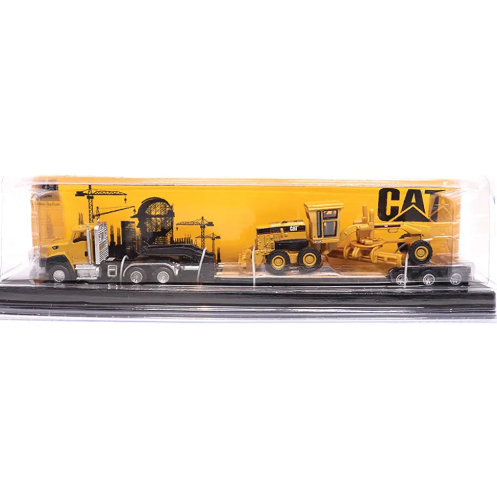 Cat CT660 Day Cab Tractor, Lowboy Trailer & Caterpillar 163H Motor Grader 1:87 Scale Diecast Construction by Diecast Masters