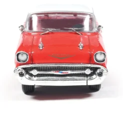 1957 Chevrolet Bel Air Sedan - Matador Red and India Ivory 1:64 Scale Diecast Model Car by IXO Models