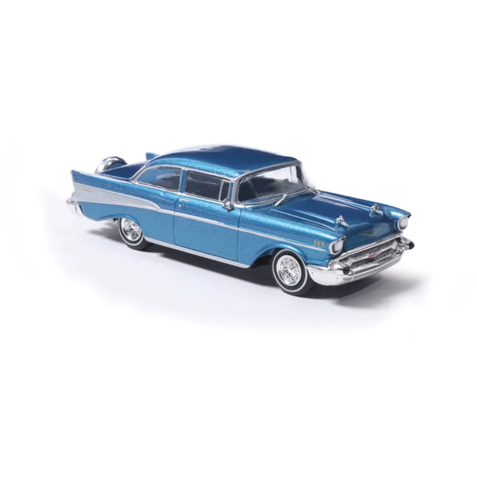 1957 Chevrolet Bel Air Sedan with Continental Kit - Harbor Blue 1:64 Scale Diecast Model Car by IXO Models
