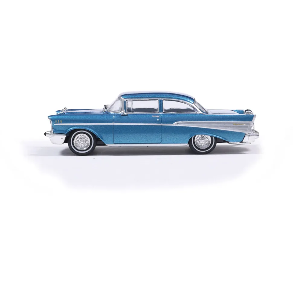 1957 Chevrolet Bel Air Sedan with Continental Kit - Harbor Blue 1:64 Scale Diecast Model Car by IXO Models