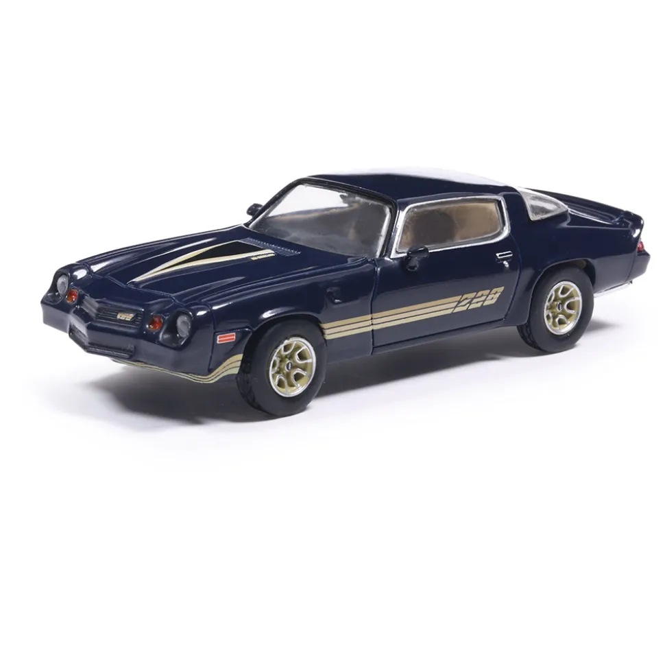 1981 Chevrolet Camaro Z28 - Dark Blue Metallic With Gold Stripes 1:64 Scale Diecast Model Car by IXO Models