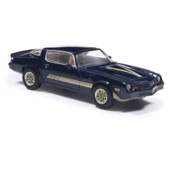 1981 Chevrolet Camaro Z28 - Dark Blue Metallic With Gold Stripes 1:64 Scale Diecast Model Car by IXO Models