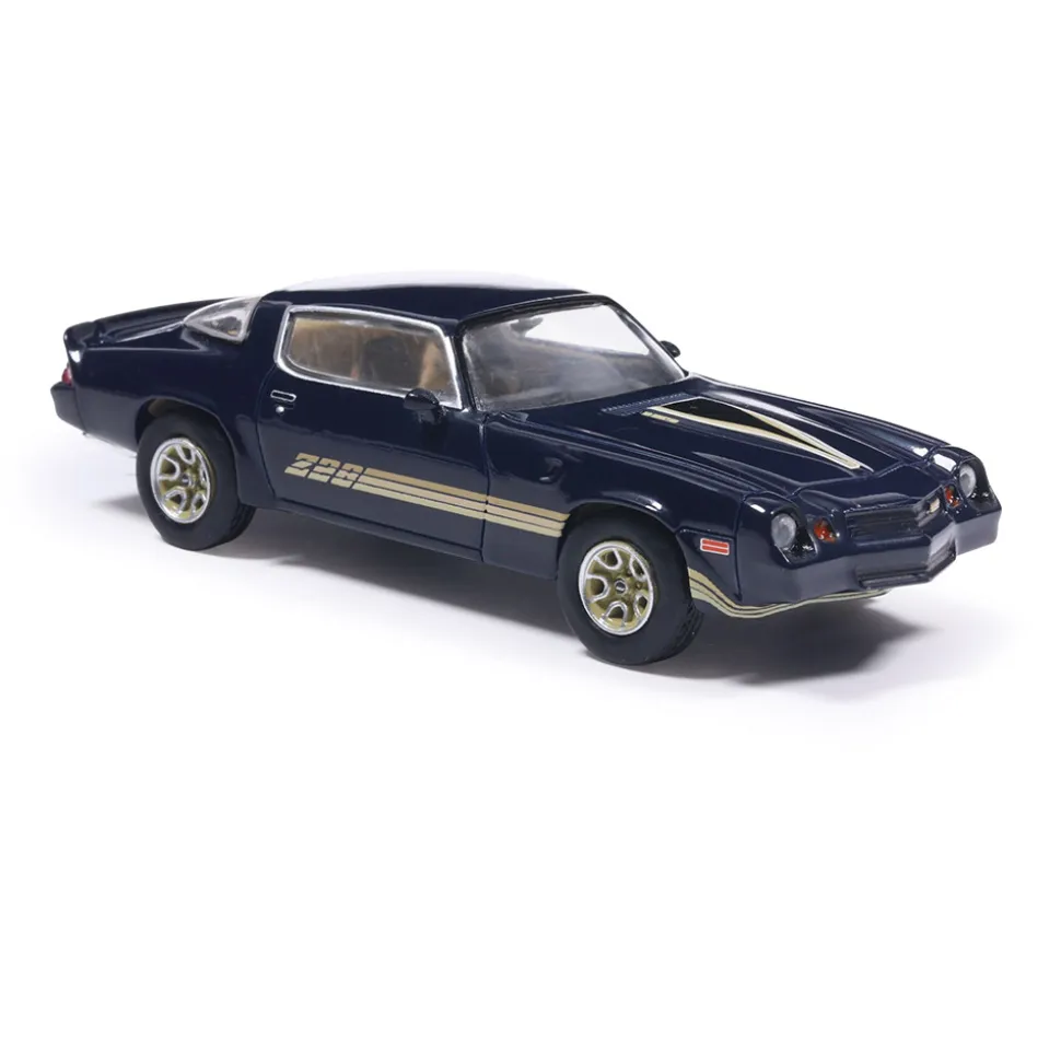 1981 Chevrolet Camaro Z28 - Dark Blue Metallic With Gold Stripes 1:64 Scale Diecast Model Car by IXO Models
