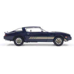 1981 Chevrolet Camaro Z28 - Dark Blue Metallic With Gold Stripes 1:64 Scale Diecast Model Car by IXO Models