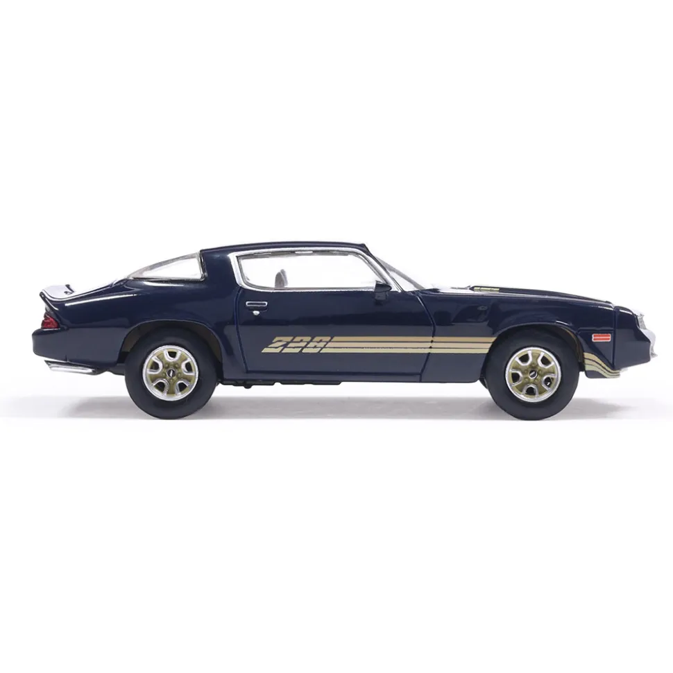 1981 Chevrolet Camaro Z28 - Dark Blue Metallic With Gold Stripes 1:64 Scale Diecast Model Car by IXO Models