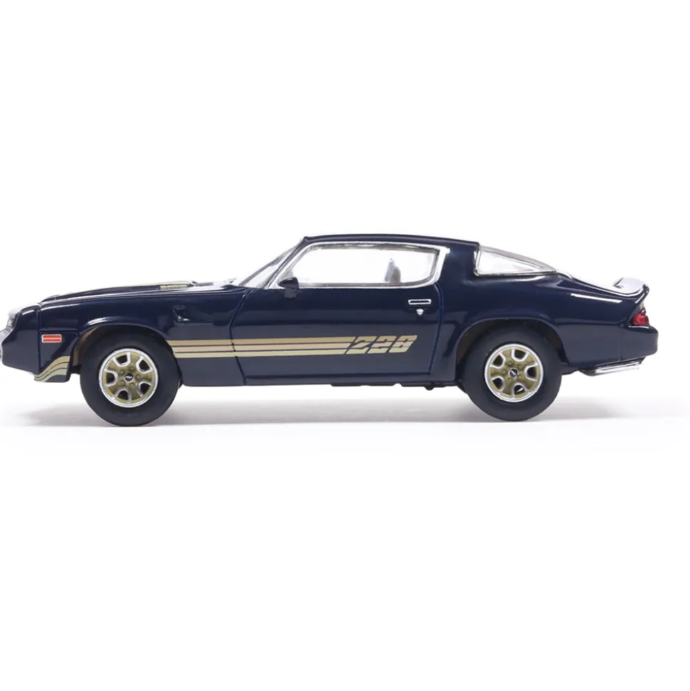 1981 Chevrolet Camaro Z28 - Dark Blue Metallic With Gold Stripes 1:64 Scale Diecast Model Car by IXO Models