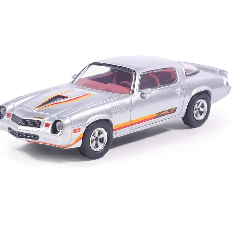 1979 Chevrolet Camaro Z28 - Silver with Orange Stripes 1:64 Scale Diecast Model Car by IXO Models